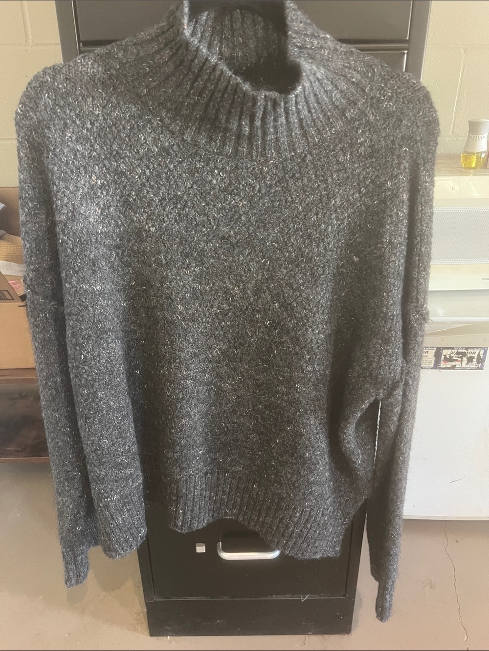 Blu pepper  Charcoal Mock Neck Pullover Sweater